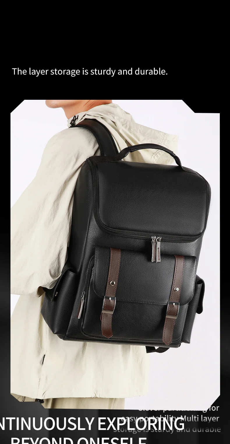Sac à Dos Rétro en Cuir PU – Style Britannique | USB, Waterproof, Grande Capacité - kadopascher