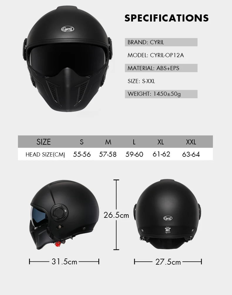 Casque Moto Modulable CYRIL OP12A – Homologué DOT/ECE Double Visière