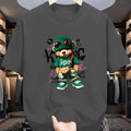 T-shirt homme collection 2025 chic et élégant 
Summer 100 Cotton Fashionable Casual Loose Large Geometric Bear Pattern Printed Sports Round Neck Short Sleeve T-shirt Top - kadopascher