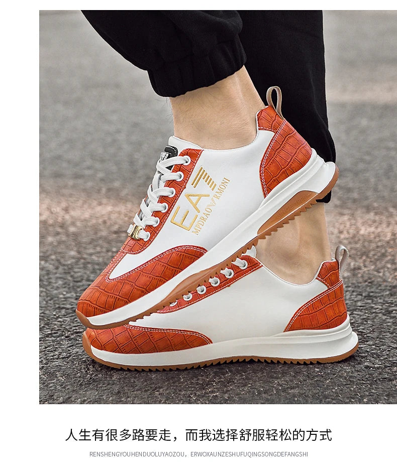 Sneakers Homme Luxe  - Cuir Véritable Design Italien Business Sport