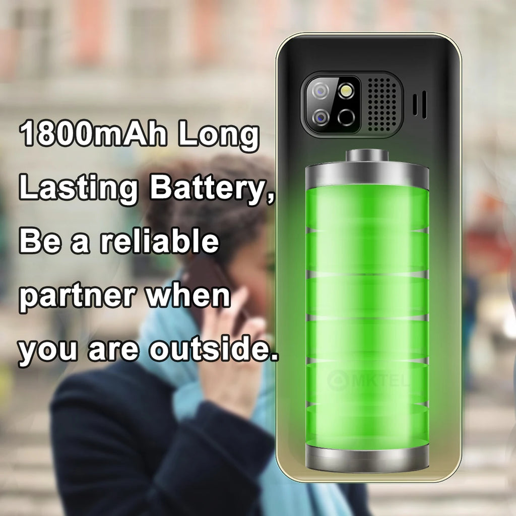 Mini téléphone portable fonctionnel avec entrée sim / MKTEL OYE 3 Feature Phone 1.77inch Display 1800mAh Dual SIM Dual Standby MP3 MP4 FM Radio with Strong Torch Senior Phone - kadopascher