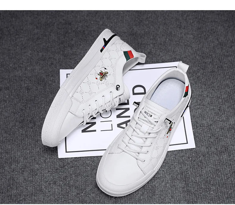 Men's Luxury White Breathable Sneakers - Trendy Casual Sport Shoes 2026