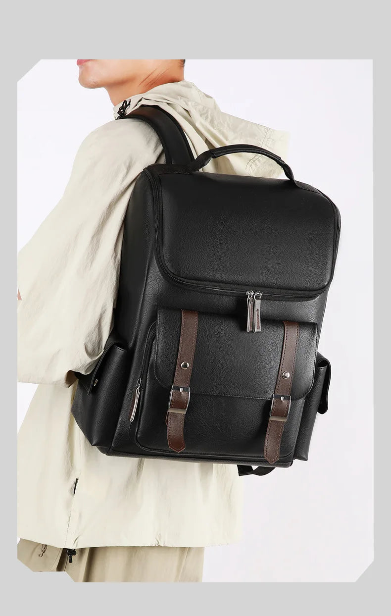 Sac à Dos Rétro en Cuir PU – Style Britannique | USB, Waterproof, Grande Capacité - kadopascher