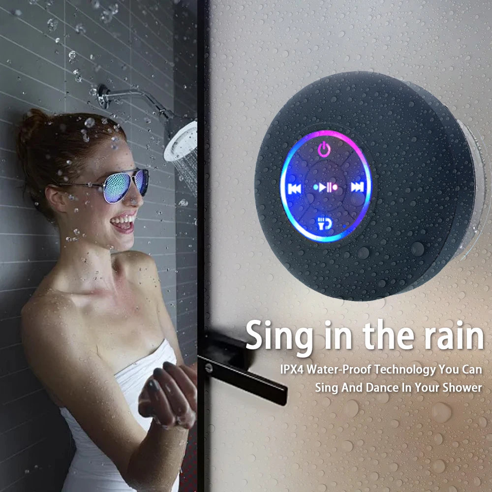 Enceinte Bluetooth Waterproof – Ventouse Salle de Bain, LED & Son Stéréo