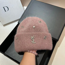 Bonnet YSL / Sweet Plush Long Rabbit Fur Knitted Hat Autumn And Winter Warm Ear Protection Cap Fashionable Letter Women's Hats