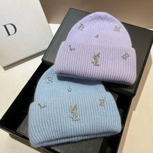 Bonnet YSL / Sweet Plush Long Rabbit Fur Knitted Hat Autumn And Winter Warm Ear Protection Cap Fashionable Letter Women's Hats
