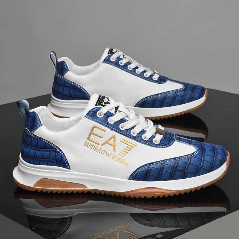 Sneakers Homme Luxe  - Cuir Véritable Design Italien Business Sport