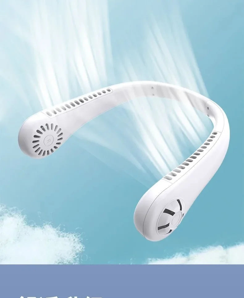 Ventilateur de Cou Sans Lames USB Rechargeable – 3 Vitesses, Portable & Silencieux