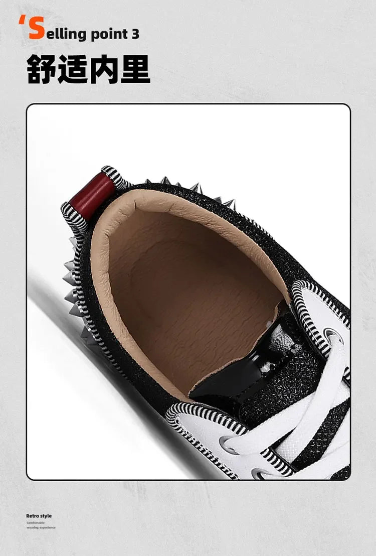 Zapatillas punk para hombre con remaches metálicos - Zapatos de calle antideslizantes premium 2026