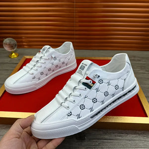 Chaussures de sport luxe chic habillé / European New Shoes for Men Genuine Leather Casual Shoes Trend Print Flats Skateboard Shoes Youth Street Sneakers - kadopascher