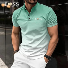 T-shirt BOSS été 2024 / New Summer Men's Hot Selling Polo Neck Shirt Solid Button Men's Short sleeved Checkered Color Block T-shirt High Quality Anti wr