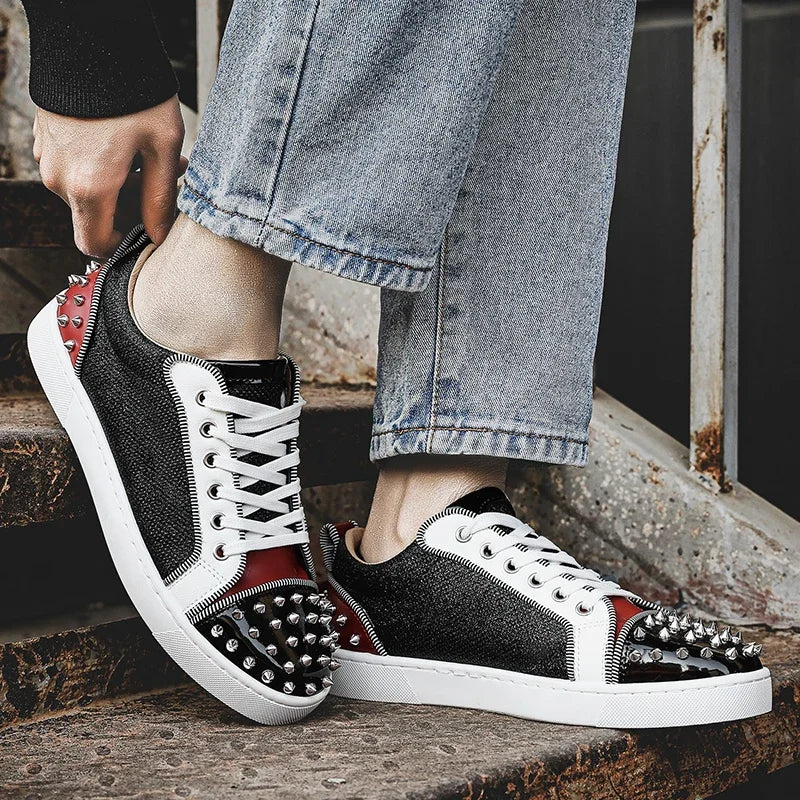 Men's Punk Sneakers with Metal Rivets - Premium Non-Slip Streetwear Shoes 2026