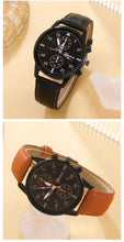 Coffret cadeaux homme (montre+bracelets) / New Men Watch Luxury Bracelet Set Fashion Business Brown Leather Quartz Wrist Watches for Men Gift Set Relogio Masculino