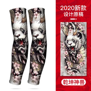 Tatouage d'été bronzage , tatouage de bronzage effaçable avec le temps 
Summer Tattoo Sleeves Ice Silk Golf Sports Sun-proof Cycling Men Cool Personalized Driving Women Fishing Elastic Arm Warmer - kadopascher