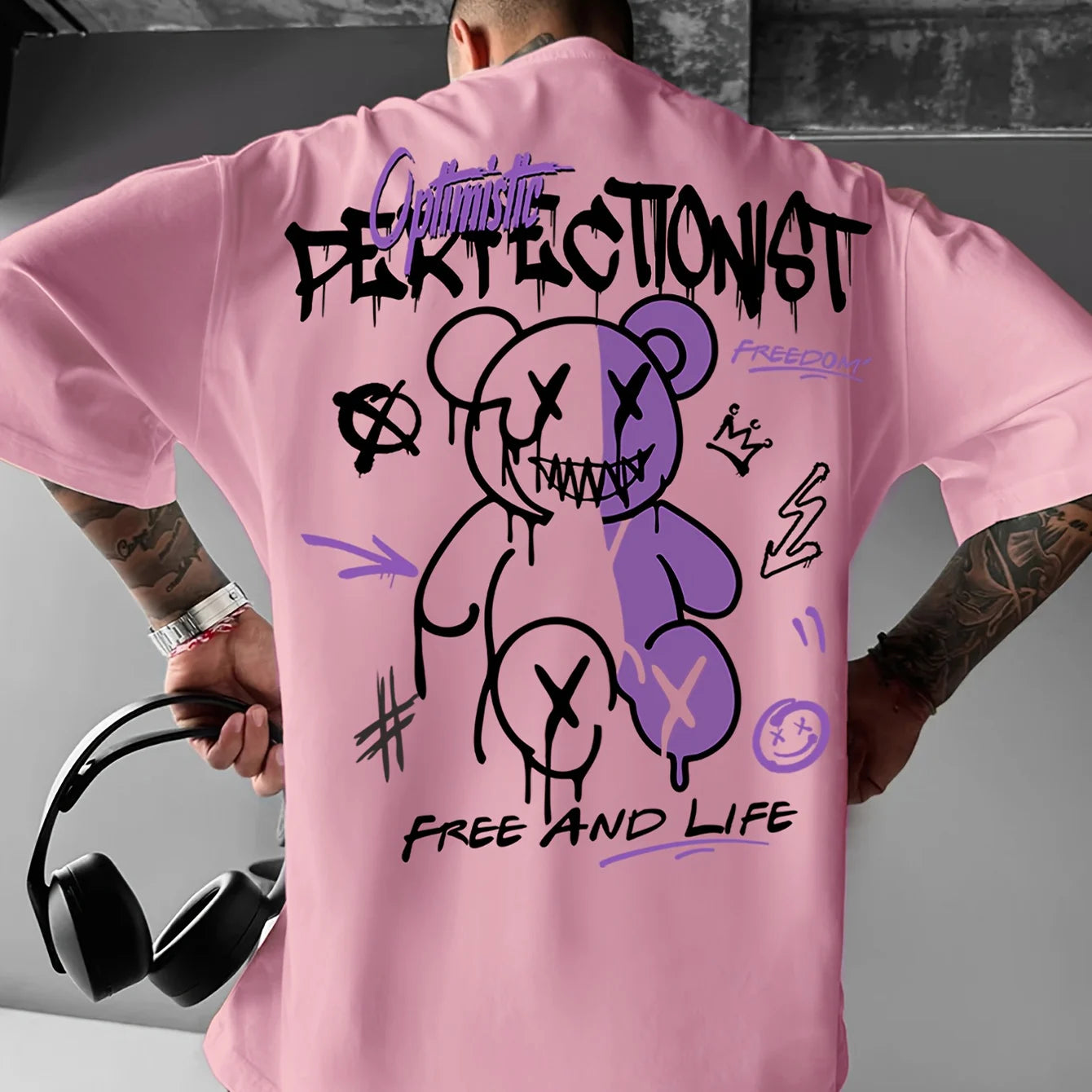 T-shirt homme collection 2025 chic et élégant 
summer 100 cotton fashionable casual sports loose American street letter printed round neck short sleeved T-shirt top - kadopascher