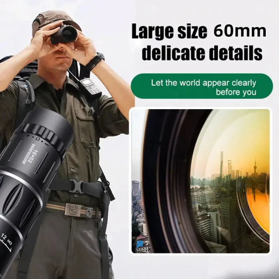 Monoculaire Télescope 16x52 Haute Puissance Double Mise au Point BAK4 - kadopascher