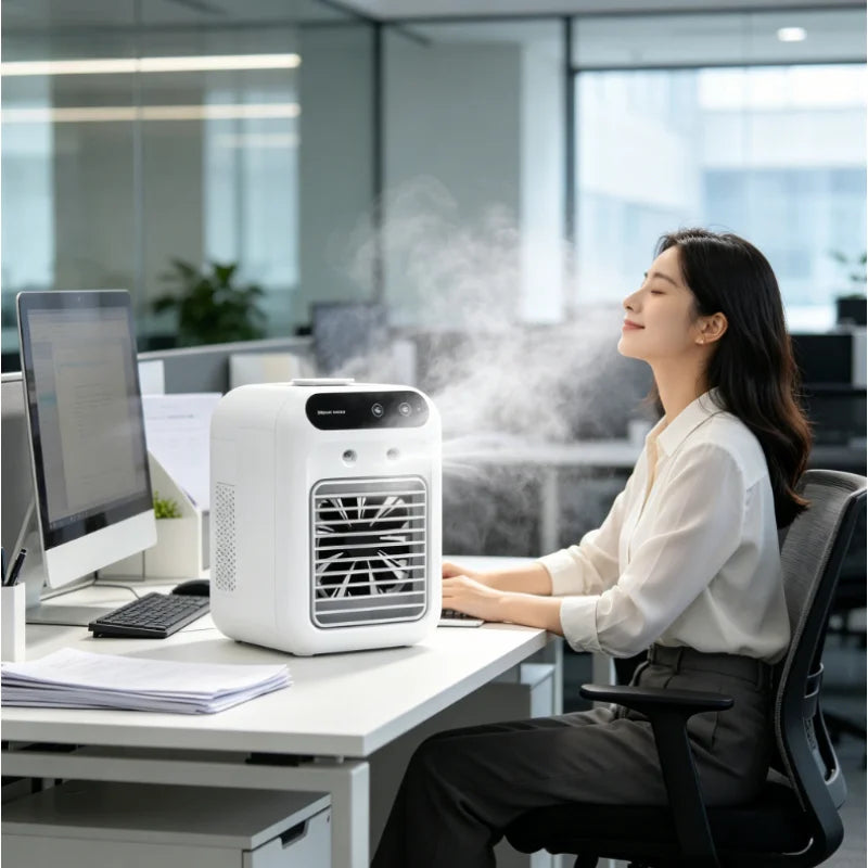 Ventilateur Climatiseur 3-en-1 – Mini Refroidisseur & Humidificateur USB | Bureau & Maison