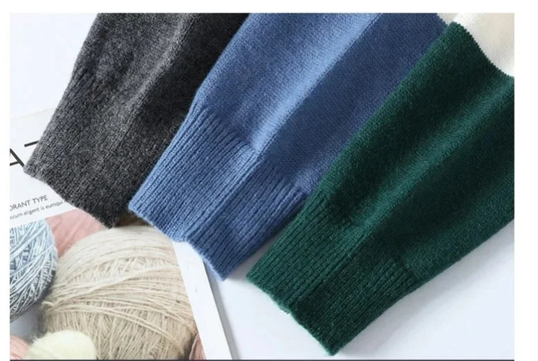 Suéter de lana con patchwork para hombre: sudadera cálida de hip hop, estilo urbano, 2026