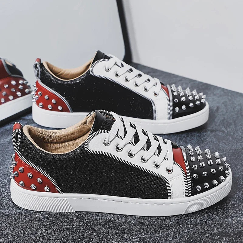 Men's Punk Sneakers with Metal Rivets - Premium Non-Slip Streetwear Shoes 2026