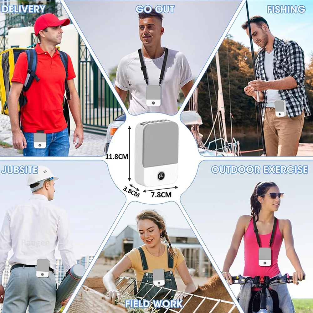 Ventilateur Portable Ceinture & Tour de Cou – 3 Vitesses, Batterie 2000mAh, USB-C - kadopascher