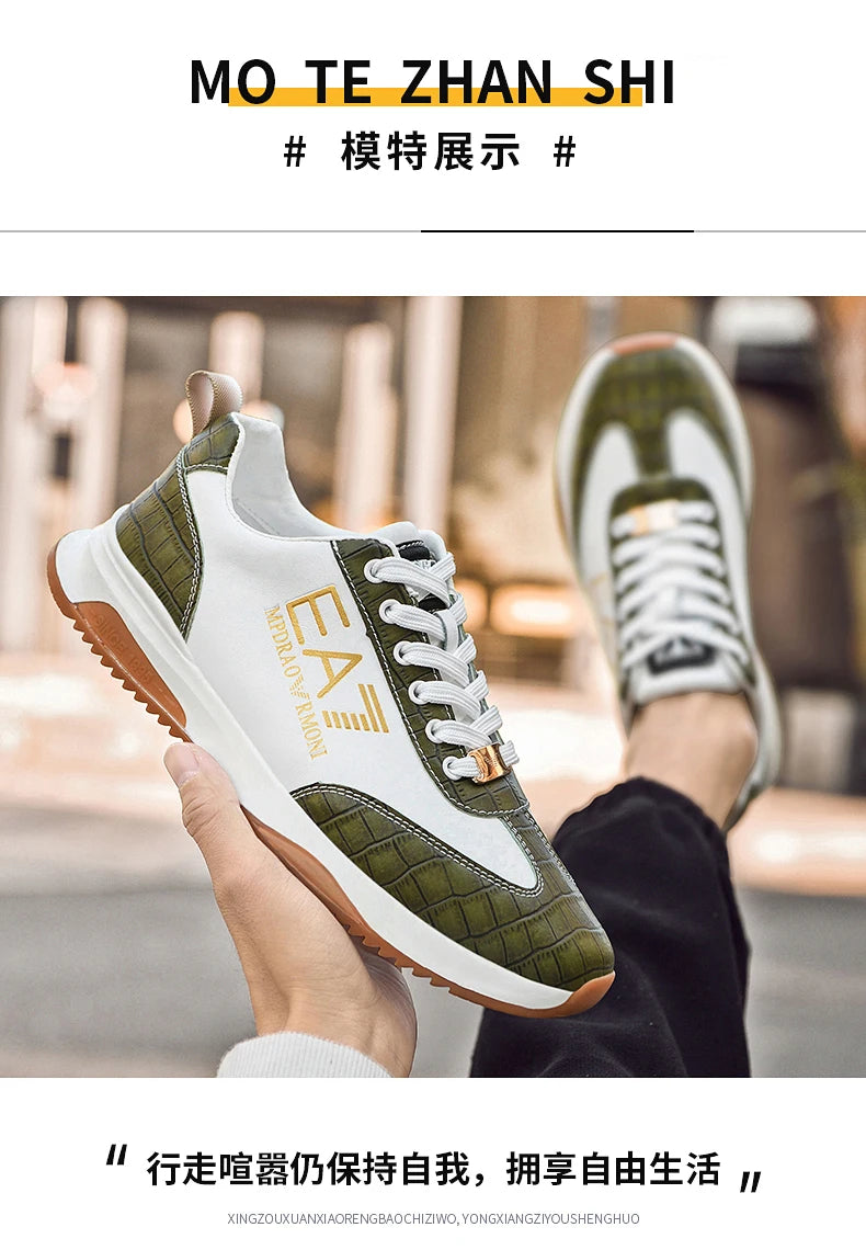 Sneakers Homme Luxe  - Cuir Véritable Design Italien Business Sport