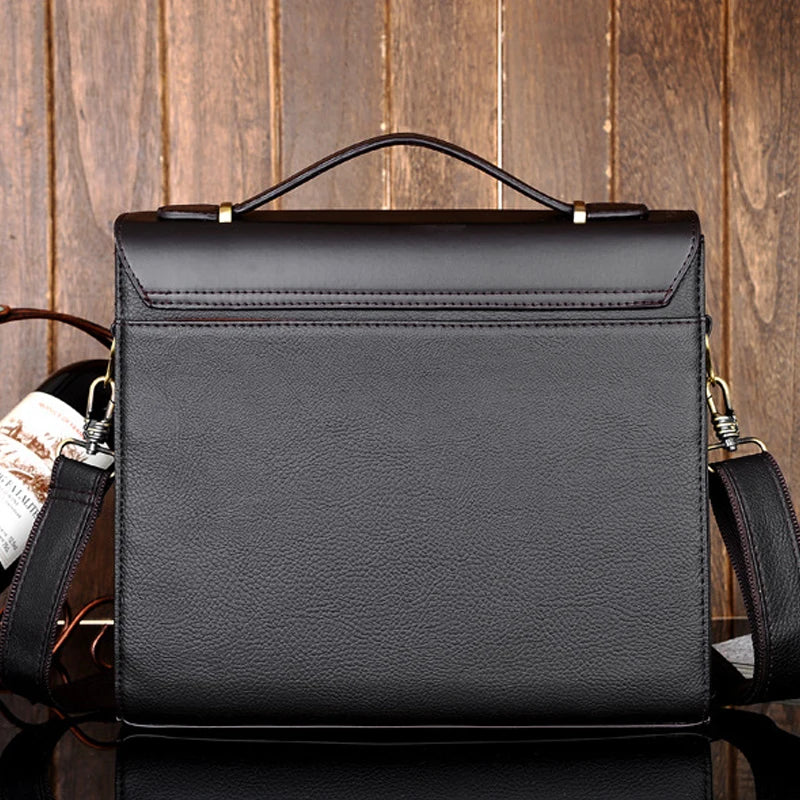 Sacoche de luxe en cuir pour homme / YoReAi Men's Business PU Wear-resistant Messenger Bag Casual Hard Leather Briefcase Large Capacity Fashion Storage Bags Wallet - kadopascher