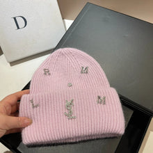 Bonnet YSL / Sweet Plush Long Rabbit Fur Knitted Hat Autumn And Winter Warm Ear Protection Cap Fashionable Letter Women's Hats