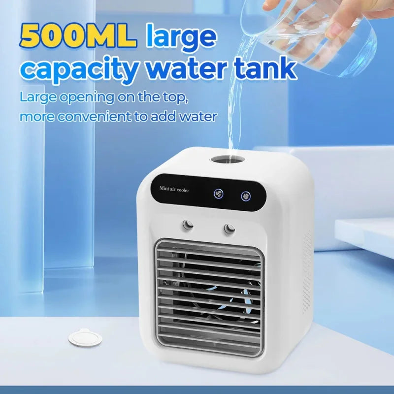 Ventilateur Climatiseur 3-en-1 – Mini Refroidisseur & Humidificateur USB | Bureau & Maison