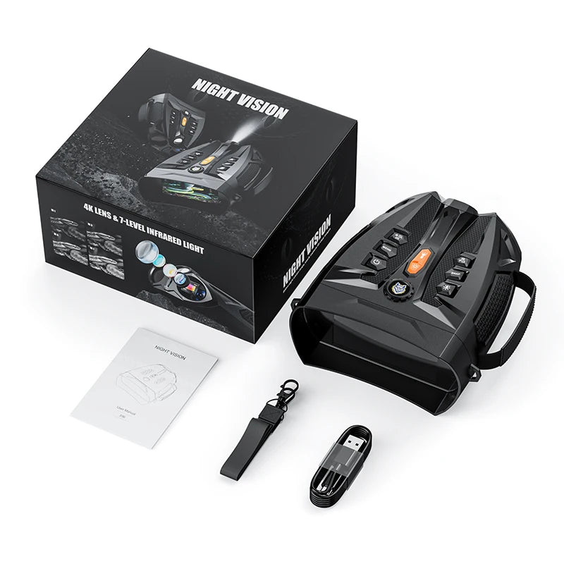Jumelles Vision Nocturne 4K Écran 4" + Lampe Tactique 3W - IR 5W Zoom 10x - kadopascher