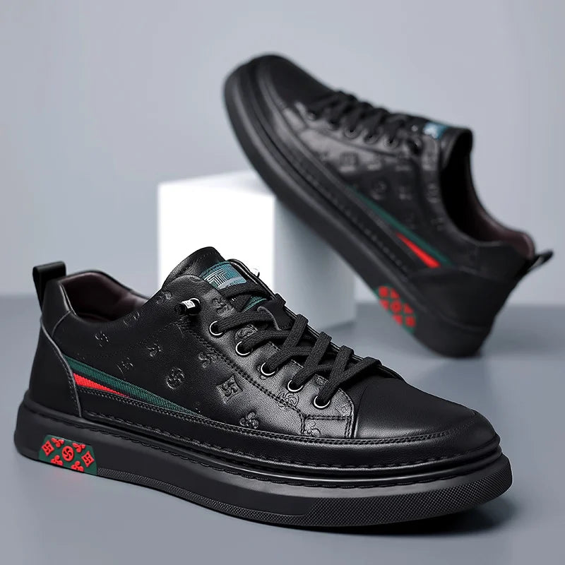 Chaussures de luxe surélevées de 5cm 2024 / 2024 Spring Men's Elevator Shoes Men Loafers White Soft Leather Moccasins Height Increased 5cm Taller Shoes Man Sneakers - kadopascher