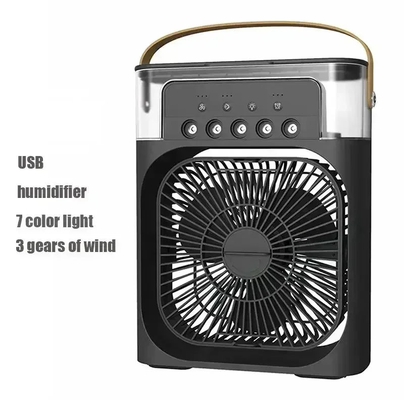 Ventilateur 3-en-1 Climatiseur Humidificateur Portable USB – Lumière LED 7 Couleurs - kadopascher