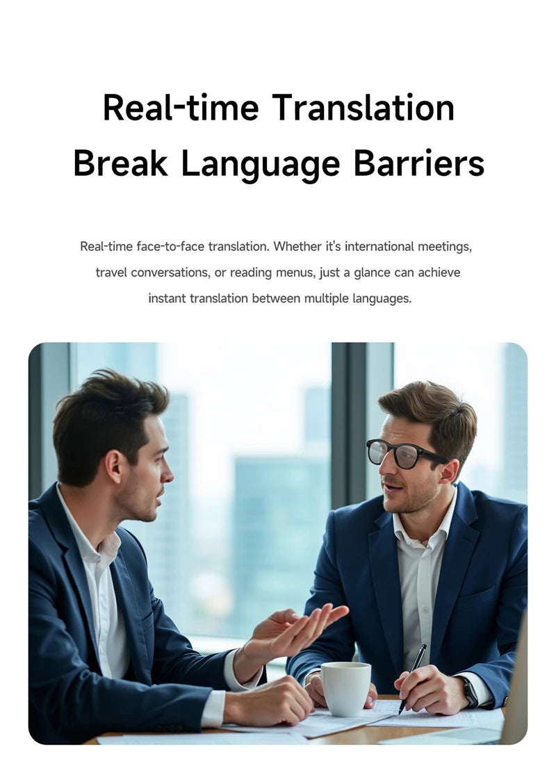 Lunettes Connectées Caméra 4K – Photos, Vidéos, Traduction IA, Appels Bluetooth