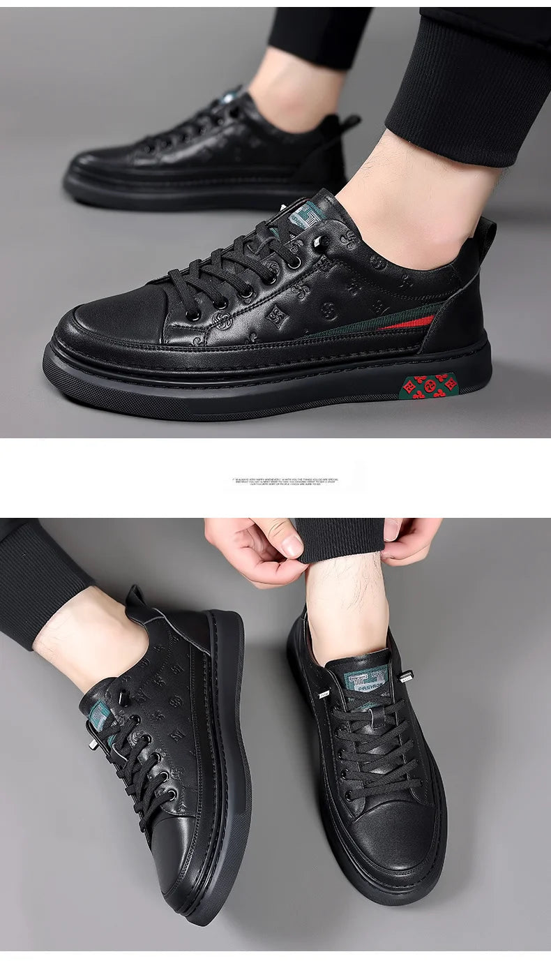 Chaussures de luxe surélevées de 5cm 2024 / 2024 Spring Men's Elevator Shoes Men Loafers White Soft Leather Moccasins Height Increased 5cm Taller Shoes Man Sneakers - kadopascher