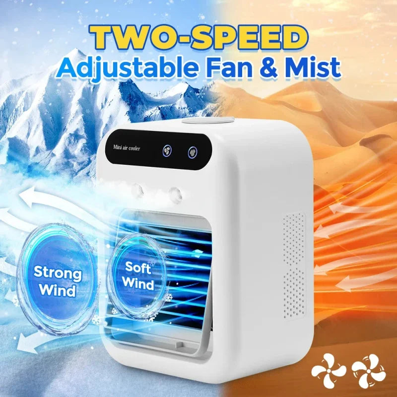 Ventilateur Climatiseur 3-en-1 – Mini Refroidisseur & Humidificateur USB | Bureau & Maison