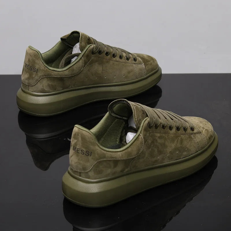 Sneakers Casual Grande Taille 43-44 Mixte - Baskets Plateforme Cuir Microfibre