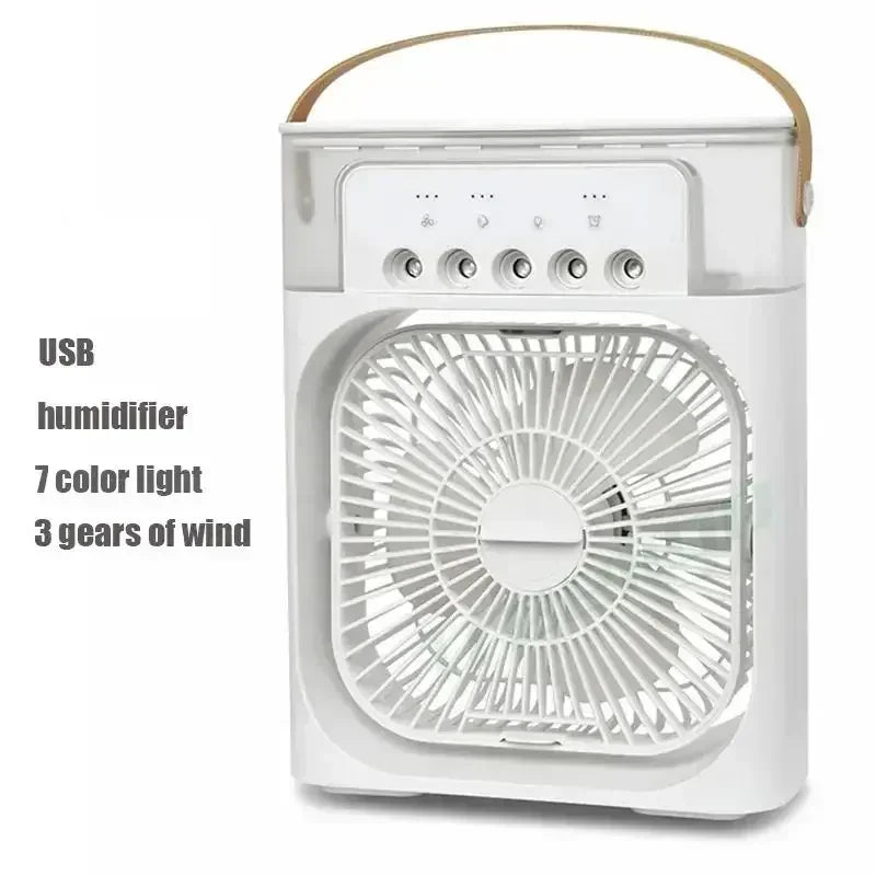 Ventilateur 3-en-1 Climatiseur Humidificateur Portable USB – Lumière LED 7 Couleurs - kadopascher