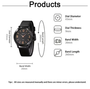 Coffret cadeaux (montre+bracelets) homme / 4pcs Set Fashion Mens Sports Watches Man Business Quartz Wristwatch Luxury Black Leather Bracelet Men Casual Clock Watch