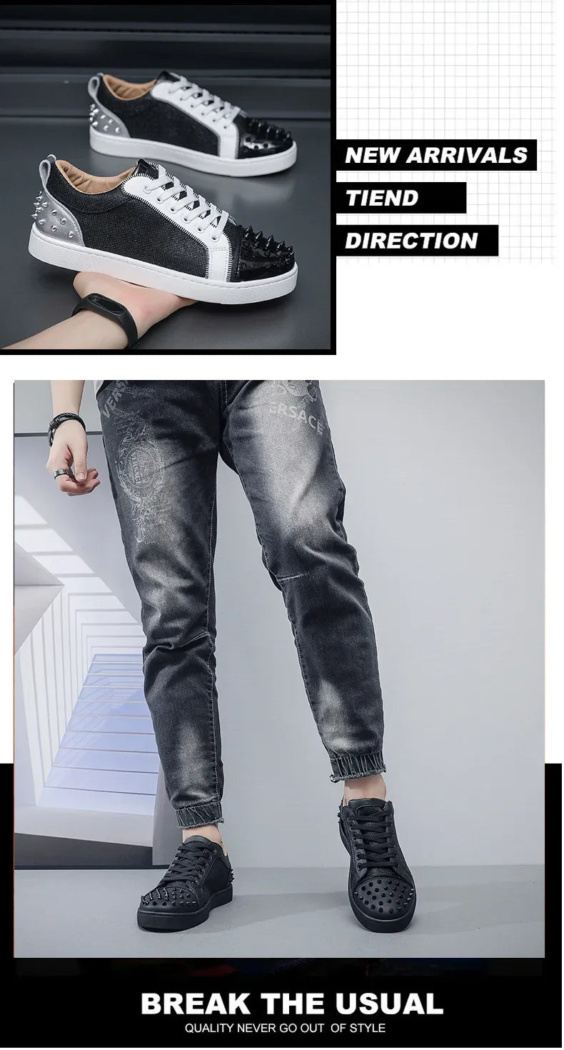 Zapatillas con remaches para hombre: calzado informal de moda urbana