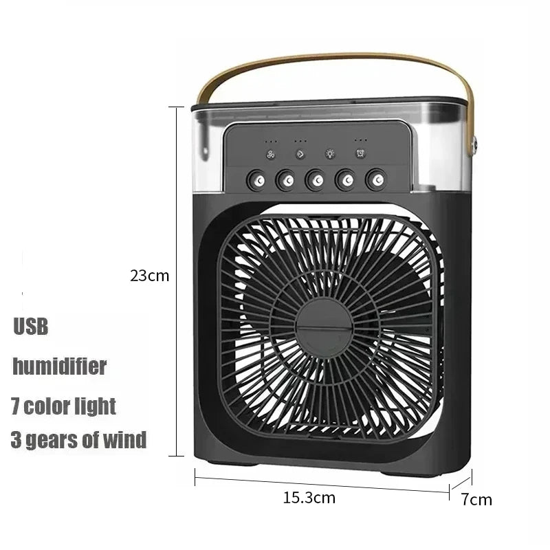 Ventilateur 3-en-1 Climatiseur Humidificateur Portable USB – Lumière LED 7 Couleurs - kadopascher