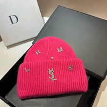 Bonnet YSL / Sweet Plush Long Rabbit Fur Knitted Hat Autumn And Winter Warm Ear Protection Cap Fashionable Letter Women's Hats