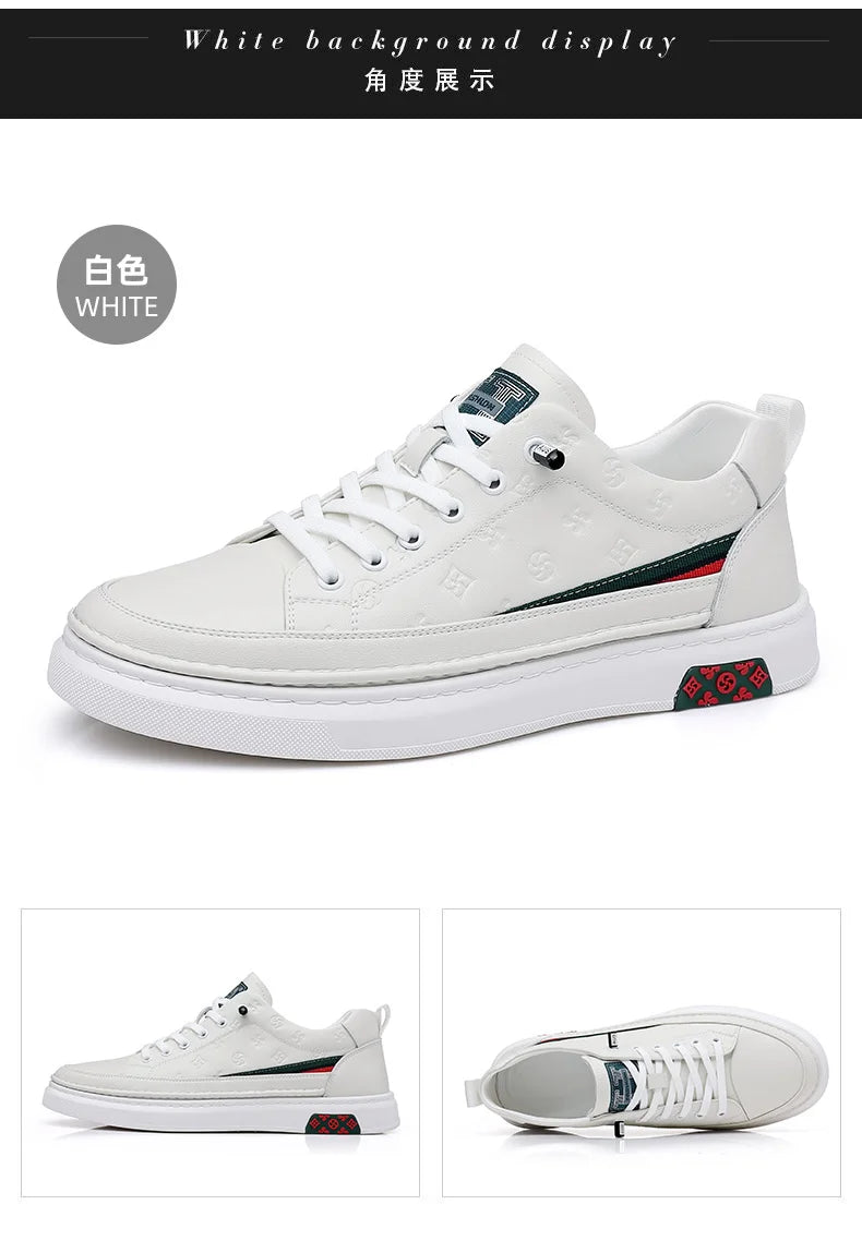 Chaussures de luxe surélevées de 5cm 2024 / 2024 Spring Men's Elevator Shoes Men Loafers White Soft Leather Moccasins Height Increased 5cm Taller Shoes Man Sneakers - kadopascher