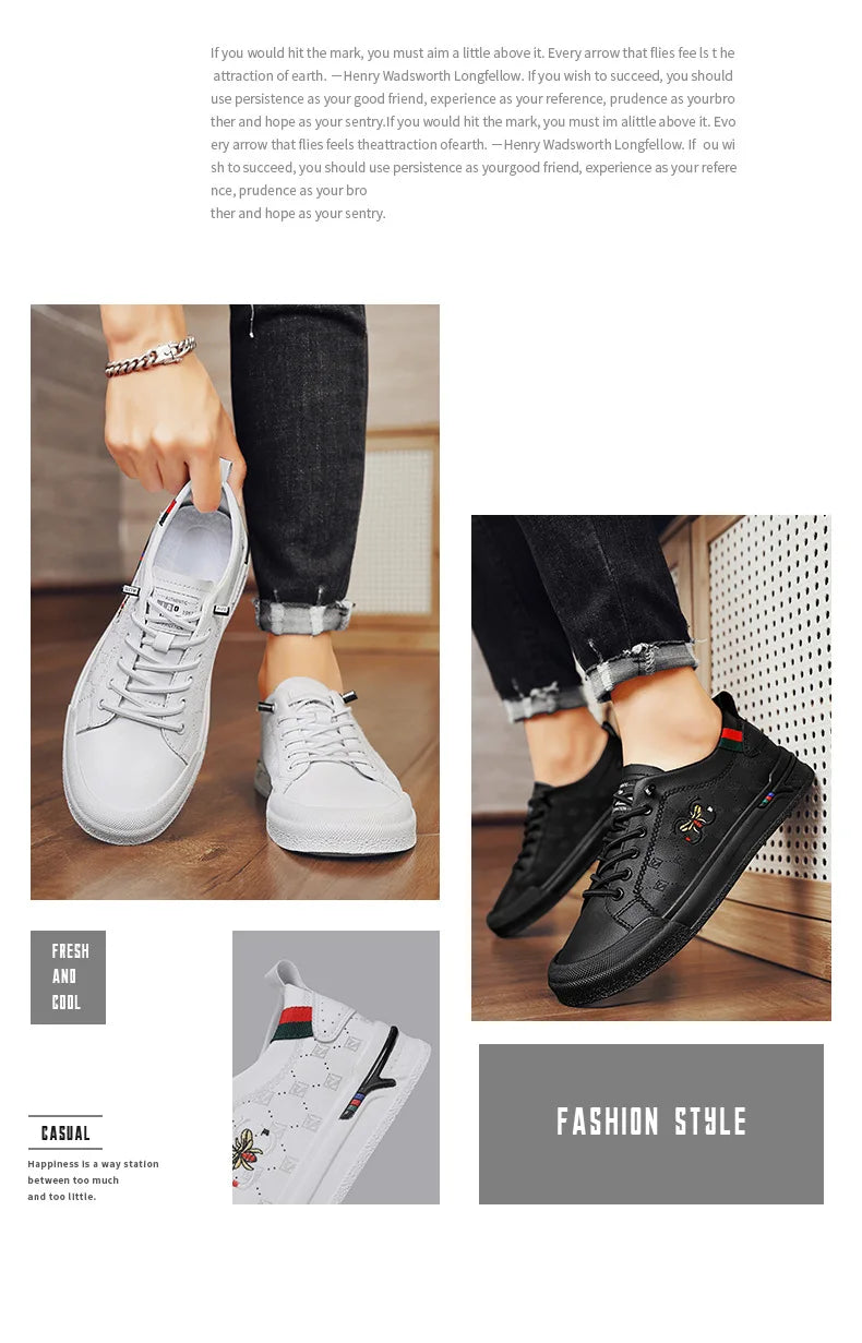 Men's Luxury White Breathable Sneakers - Trendy Casual Sport Shoes 2026