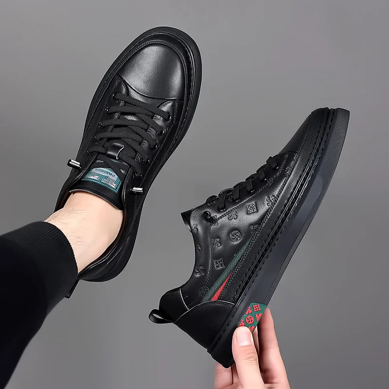 Chaussures de luxe surélevées de 5cm 2024 / 2024 Spring Men's Elevator Shoes Men Loafers White Soft Leather Moccasins Height Increased 5cm Taller Shoes Man Sneakers - kadopascher