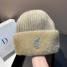 Bonnet femme luxe YSL / Extra Large Thick Warm Ear Protection Mink Wool Knit Hat Winter Fashion Luxury Versatile Yarn Beanie for Cold Weather
