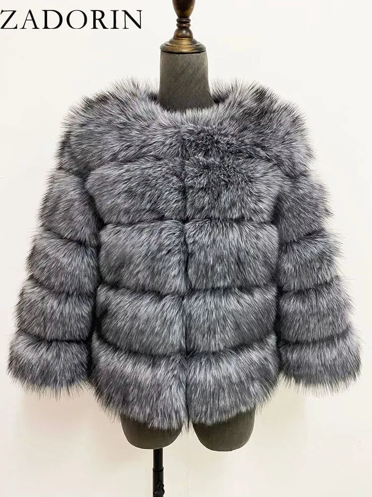 Manteau en Fourrure Véritable Hiver Femme Nouvelle Mode Duveteux 2025 / Vêtement Naturel Nouveauté dans la Catégorie Manteaux et Vestes - kadopascher