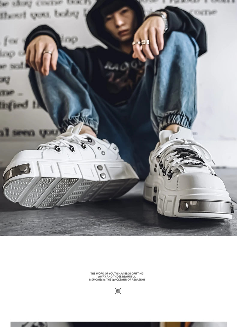 Sneakers Skateboard Homme Cuir - Chaussures Sport Outdoor Respirantes