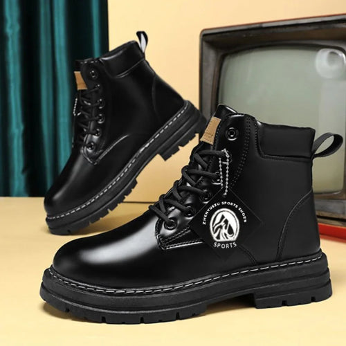 Boots Moto Homme Montantes Cuir - Chaussures Biker Style Motard - kadopascher