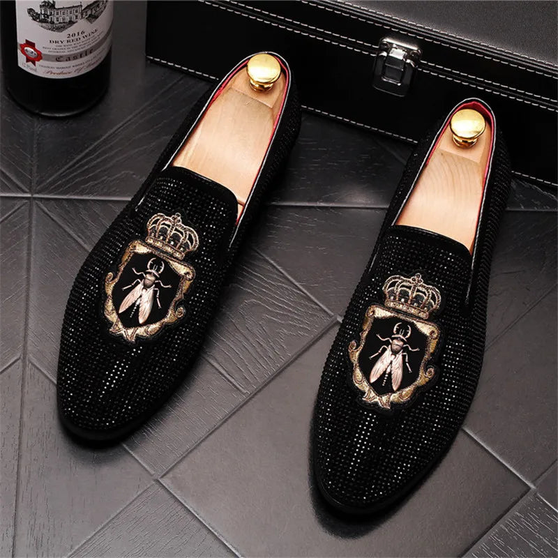Mocassins Brodés Homme WVHK – Loafers Luxe Imperméables | Semelle Plateforme Printemps Automne - kadopascher