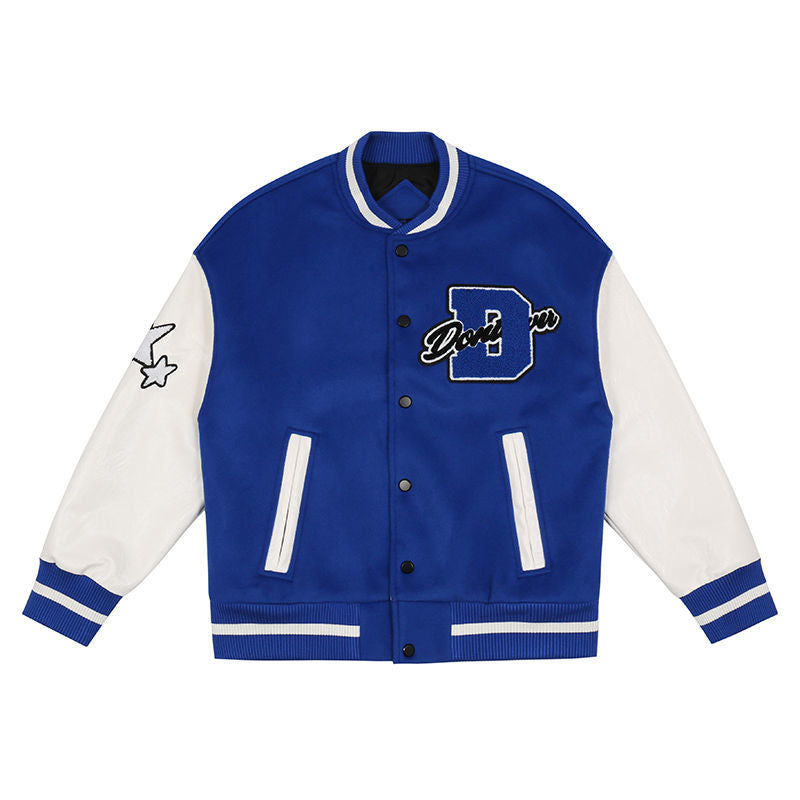 American letter towel embroidered jacket coat men's Y2K street hip-hop retro baseball uniform couple casual all-match jacket top - kadopascher
