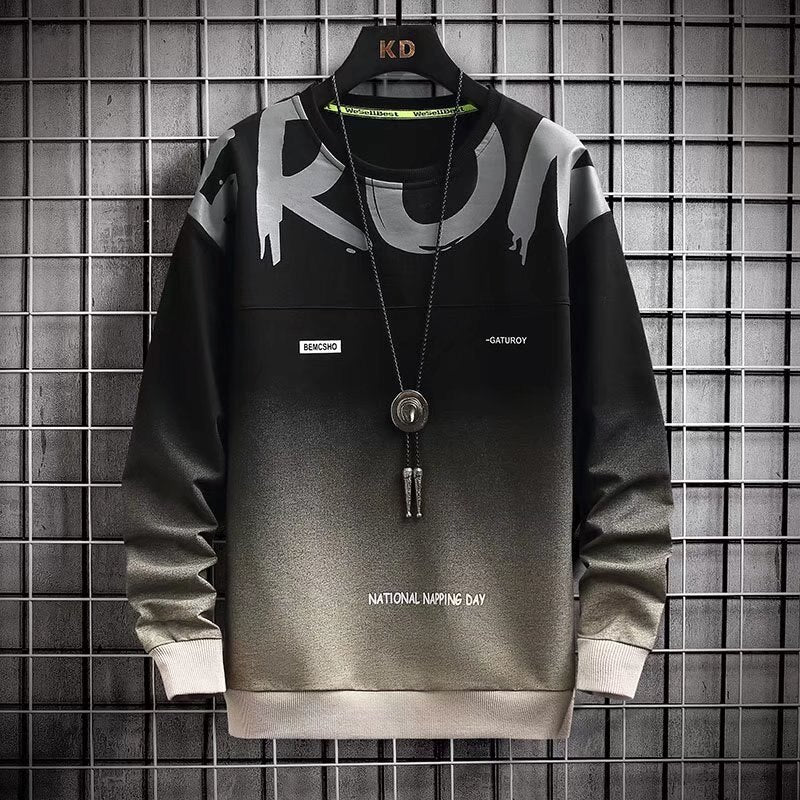 Pulle hiver automne / Spring Autumn Men's Sweatshirts Korean Fashion Streetwear Gradient Sweatshirts Male Casual Lounge Wear Tye Dye Sweatshirt - kadopascher